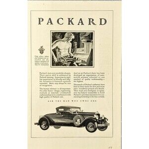 Packard "has developed an organization of automotive artisans" Vtg Print Ad 1929